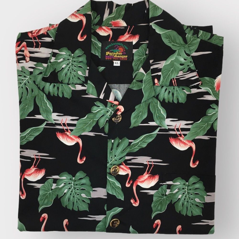 Vintage Paradise ona Hanger Hawaiian Button Up Shirt Cotton‎ Mens Size XL Camp